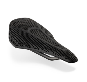 Fizik Vento Argo 00 Adaptive Saddle | Short-nose performance cycling racing saddle featuring 3D-printed padding for zonal cushioning comfort across the entire surface and full-carbon shell and rails to save weight without sacrificing support.