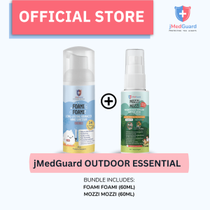 jMedGuard® OUTDOOR ESSENTIAL Bundle: Complete Protection Against Germs and Mosquitoes with Mozzi Mozzi Mosquito Repellent and Foami Foami Hand Sanitiser/ Safe for Children/ Family- friendly/ Made in SG