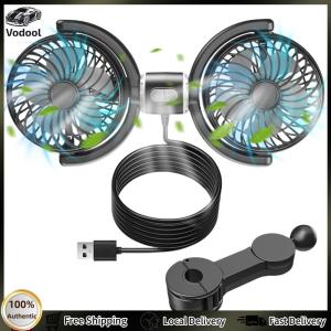 [Auto Vodool] Dual Head Car Seat Back Cooling Fan 3-Speed USB Car Rear Headrest Fan 360  Rotatable Brushless Automotive Fan for Car Vehicle SUV RV