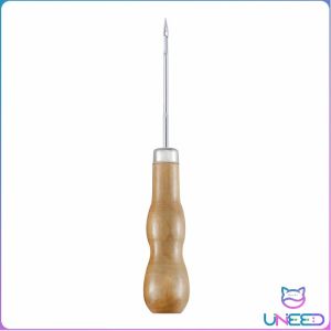 Need Wooden Handle Awl Sewing Stitching Tool Shoes Repair Crochet Hook Threader Stitch Needle for Scribing Punching Aligning