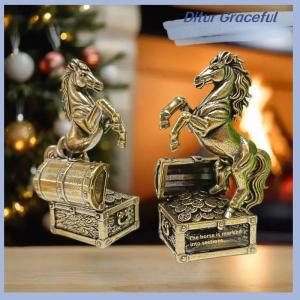 Ditur เครื่องประดับรูปปั้นม้าจักรราศี1ชิ้นของขวัญรูปปั้นม้าทองเหลืองฮวงจุ้ยรูปม้าแกะสลักขนาดเล็กงานฝีมือสำนักงานอุปกรณ์ตกแต่งบ้าน