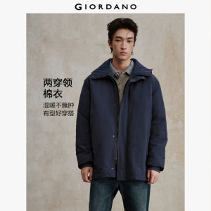 Giordano Men Fake two-piece mid-length hooded coat Free Shipping 18075832