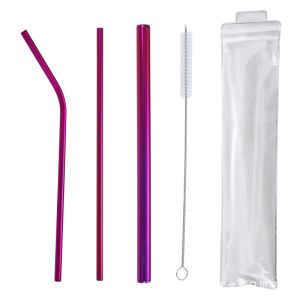 Set Stainless Steel Straws Metal Drinking Straws Straight Curve Reusable Washable