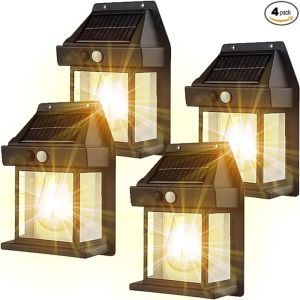 VIVOLILV 【Delivery 2-3 days】 💡💡 4pcs new solar lights outdoor tungsten wall lights courtyard induction lights garden villa night lights waterproof lighting