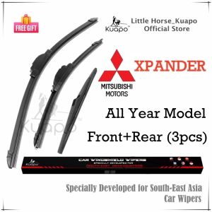 (Front+Rear 3pcs) Mitsubishi Xpander Wiper Blade Set for 2015 to 2023 model EXPANDER SUV Car Window Wipers Bundle (banana type+original back) by Kuapo wifer