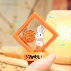Brisa cny decoration 2027 Creative Mini Mid-Autumn Ornament Floating Box Cute Rabbit Mooncake Figurines Gift Handmade Miniature Rabbit Statue Mid-Autumn Festival