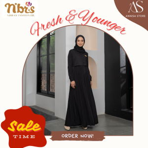 BAJU WANITA GAMIS JUMBO NIBRAS LAIKA BLACK / BAJU DRESS GAMIS WANITA REMAJA CASUAL DAILY OUTFIT FRESH & STYLISH VARIASI PLISKET