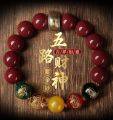 已开光 招财 朱砂男女手链本命年五路财神玛瑙转运珠情侣手串饰品礼物 Fortune Cinnabar Men's and Women's Bracelet This Year Five Road God of Wealth Agate Transfer Beads Lovers Bracelet Jewelry Gifts. 