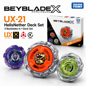 TAKARA TOMY Beyblade X UX-21 HellsNether Deck Set 3 Beyblade Battle Set