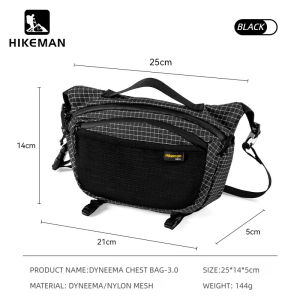 Upgrade Hikeman Dyneema Chest Pack-3.0 Lightweight Water-Repellent Outdoor Sling Bag Hiking Waist Bag for Travel Cycling Camping