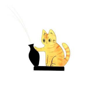 OURTOUR ic Cat Whiskers Collection Ornaments Acrylic Cartoon Cat Hair Storage Memorial Box Funny Cat Pushing Vase Decor for Home Decoration