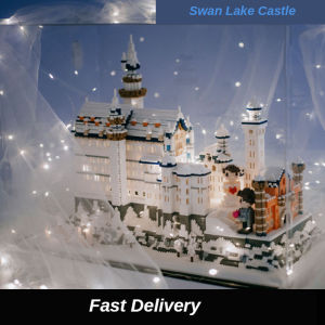 Compatible with Legao large and difficult building MOC educational toys home Swan Lake castle small particle building blocks 8288pcs+ [send light string x2+ tool set]
