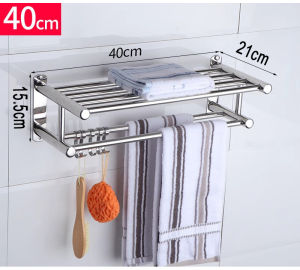 2-layer Bathroom Towel Rack Stainless Steel Towel Rack Bathroom Shelf Toilet Storage Wall-mounted Punch-free