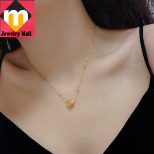18k gold pawnable saudi gold original Love gold round bead chain clavicle chain for women