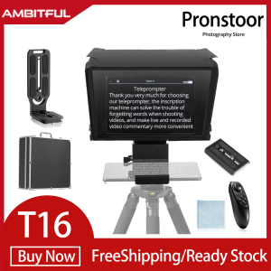 Ambitful T16 Big Screen Prompter Professional Interview Foldable Teleprompter for Smartphone DSLR Camera Live Video Recording