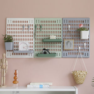 Sola_Pola DIY Wall Mounted Pegboard Shelf Rack Holes Board Display Wall Decoration Wall Hanger Kitchen Rack Organization Storage Space Savers Tools 挂墙洞洞板