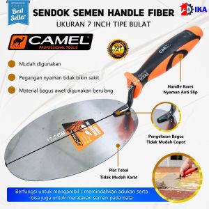 Camel Sendok Semen Kilap Heavy Duty 7 Inch Sekop Adukan Pasir Acian 7" / Camel Sendok Semen Kilap Heavy Duty 7 Inch Sekop Adukan Pasir Acian 7" Sendok semen gagang karet fiber lancip camel /adukan semen camel 7"