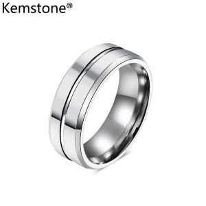 Kemstone 8mm Tungsten Steel Rings Mens Tungsten Gold Plated Ring Jewelry