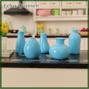 Eelux 5 cái 1:12 Dollhouse thu nhỏ bình mini mô phỏng hình học bình Thiết Lập Hoa sắp xếp màu xanh lá cây Chậu mô hình trang trí nội thất đồ chơi