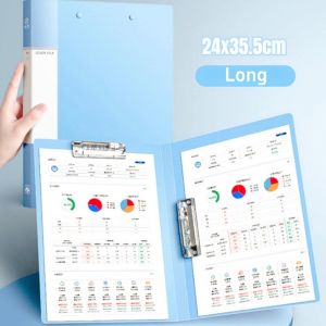 Long Files Folder 2Pcs Plastic Long Portfolio Clipboard with Spring Clamp Double Clip File Organizer 35.5X24CM