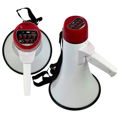 Techvortex 10BU 50W Power Megaphone with Siren Bull horn Megaphone Loudspeaker with Removable Microphone High Quality Big Megaphone Speaker Bullhorn Siren Alarm The penetrating sound of a wide range of coverage