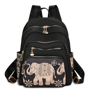 《308》กระเป๋าเป้สะพายหลังผ้าอ็อกซ์ฟอร์ดความจุขนาดใหญ่สำหรับผู้หญิง กระเป๋าเดินทางแบบลำลอง ลายดอกไม้ กระเป๋าสะพายไหล่ทรงสี่เหลี่ยมแนวตั้ง