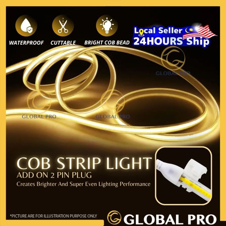 1METER FLEXIBLE COB LED Strip Light AC240V Non Pin Strip Light High ...