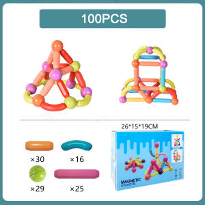 Leiao UT【🔥REDAY STOCK🔥】130/100/88/64Pcs Mainan Magnetic Sticks Blok Set Merakit Mainan Magnetic Sticks Blocks Magnet Stick Rod Blok Bangunan Montessori Mainan Edukasi Anak Laki-laki