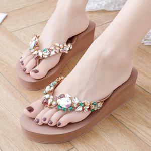 Sandal Jepit INGVIVI Wedges  889 Sandal Ingvv Swarovsky Wedge Permata Spons  Spon Flip 5cm