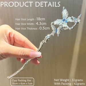 Jepit Rambut Sanggul Tusuk Konde Silver Metal Chinese Style Elegant Hairpin for Women TKSP