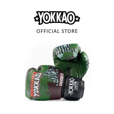 YOKKAO Thai Camo 8-18oz นวมชกมวยไมโครไฟเบอร์พรีเมียม โฟมซับแรงกระแทก 3 ชั้น ทรงตามหลักสรีรศาสตร์ ระบายอากาศ ลดกลิ่นเหงื่อ สายรัดตีนตุ๊กแก