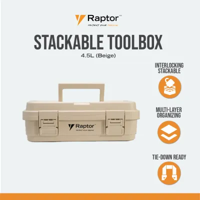 Raptor 4.5L Utility Case Interlocking & Stackable Toolbox