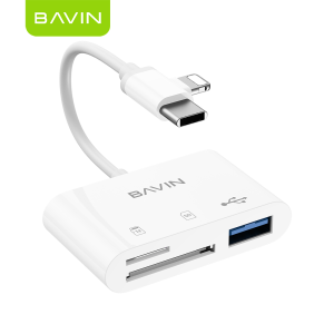 BAVIN O114 3-in-1 Memory SD Card Reader OTG Adapter iPh +Type-C to USB SD TF Card Slot for LaptopPhoneDigital Camera