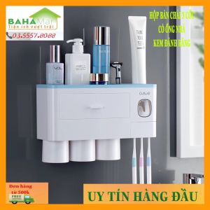 GIÁ ĐỂ TREO BÀN CHẢI NHẢ THUỐC ĐÁNH RĂNG TỰ ĐỘNG - 3 CỐC TREO NAM CHÂM NGƯỢC "BAHAMAR"