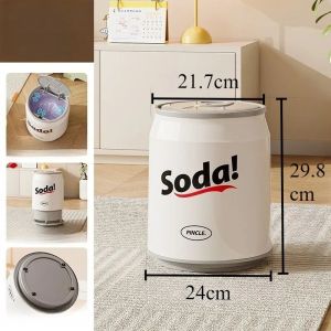 xpkQ Home Trash Bins Wheeled Soda Can Design Litter Bin Round Press-type Bucket Garbage Baskets Bedroom Living Room Paper Basket M2Y9R