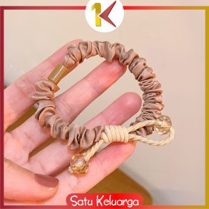 SK-C1132 Ikat Rambut Scrunchie Kecil Ponytail Aksen Permata / Karet Rambut Aksesoris Rambut Wanita