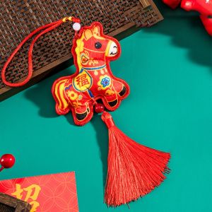 UMBRAULI Embroidery Zodiac Mascot Pendant with Tassels Chinese Style Car Hanging Pendant Decorative Blessing Chinese New Year Decoration Spring Festival