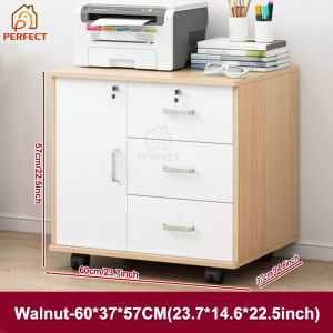 Office storage cabinet with lockable 3-layer removable base drawer with wheels office file storage bedside table storage cabinet