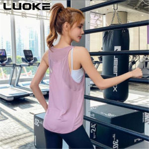 Luoke sports wear Yoga Vest Women Fitness Sports Running Sleeveless Blouse Slim Quick-drying Yoga Clothes Topsports tops women