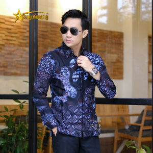 Kemeja Batik Pria Lengan Panjang Slimfit Lapis Furing Elegan Modern Casual Motif Modern Jumbo