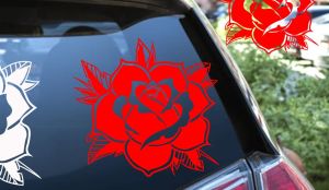 ROSE.  VEHICLES AND MOTORCYCLE. VINYL STICKERS DECALS AND CUT-OUTS. Mock-up and actual pictures. Available in any size and color.