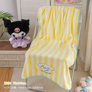 Sanrio Cartoon Cute Towel Bath Towel Dry Hair Cap Set Cinnamoroll Kuromi My Melody Household Soft Coral Fleece Childrens Bath Set