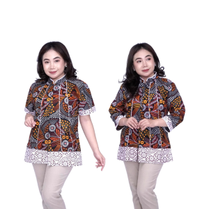 Atasan Batik Blouse Big Size Wanita Lengkap L-XL-2L-3L-4L-5L-6L-7L Model Blus Jumbo Seragam Batik / Atasan Batik Big Size Formal / Pakaian Batik Kantor Kerja Super Big LD 140 / Baju Batik Kekinian Bahan Katun Terbaru Modern Masa Kini