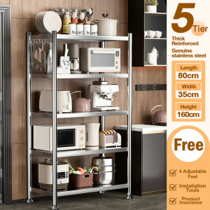 BMZAR Heavy Duty Stainless Steel Storage Rack Rust Proof Scratch Resistant Multi Shelf for Kitchen Microwave and Pantry