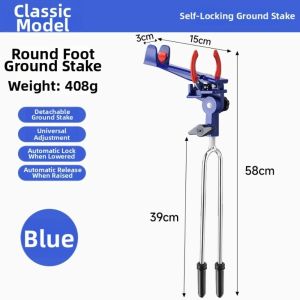 FEELDG Phù hợp phổ quát Giá đỡ cần câu cá Có thể điều chỉnh độ cao Cọc cắm đất Giá đỡ lắp đặt trên đất Di động Thép không gỉ Giá đỡ cần câu có thể điều chỉnh Dành cho câu cá trên hồ