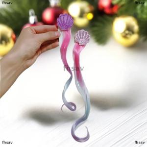 [COD] fhsav Girls Mermaid Wigs Hairpins Ponytail Kids Rainbow Shell Hair Clip Hair Extension Colorful Wig Twist Braider Hair Accessories