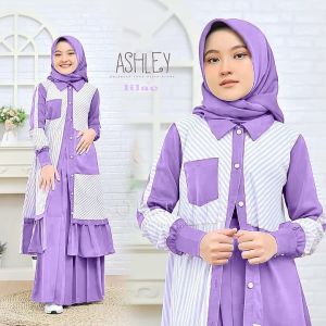 Setelan Tunik dan Rok Anak Perempuan 6 - 13 Tahun Baju Muslim Lebaran Anak Terbaru Bahan Crinkle