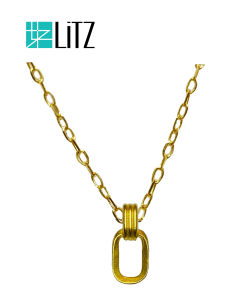 [SPECIAL] LITZ 999 (24K) Gold Pendant With 14K Gold Plated 925 Silver Chain 双扣牌项链 EP0291-N
