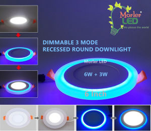 6W+3W / 12W+4W / 18W+6W LED Ceiling Panel light Blue / Yellow Recessed / Surface Downlight 2 Color 3 Modes RGB lamp