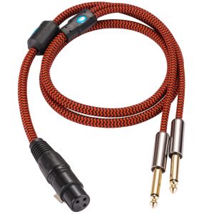 GOLLEY LION XLR ตัวเมียเป็นคู่6.35มิลลิเมตร1/4 TS แจ็คสําหรับเครื่องขยายเสียงมิกเซอร์สายเคเบิลหุ้ม